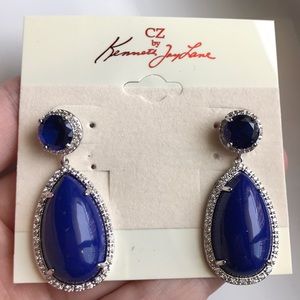 CZ Kenneth Jay Lane Lapis Blue Earrings